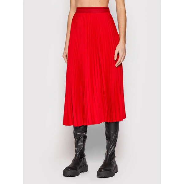 Calvin Klein Spódnica plisowana K20K203222 Czerwony Regular Fit
